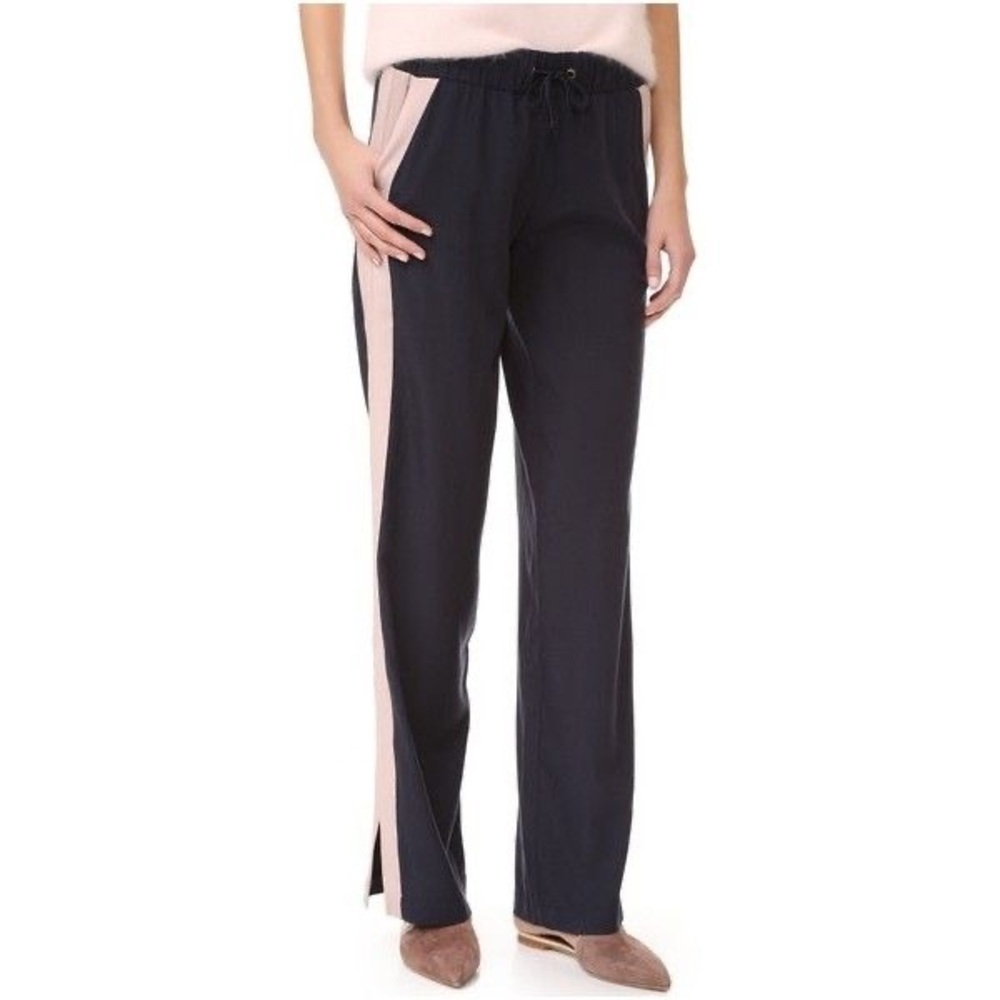 Anine Bing Women’s Silk Track Pants Joggers Pull-on Black Pink Stripe Small